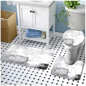 4Pcs Bathroom Shower Curtain Sets with Rugs,White Black Painting Art Bathroom... - Picture 1 of 9