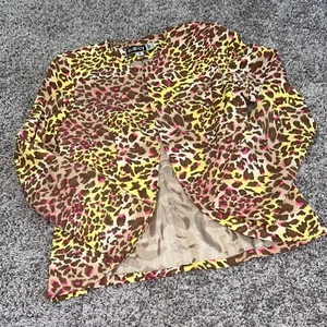 Audrey B Größe 8 Damen Blazer Rosa Braun Gelb Gepard Leopardenmuster - Bild 1 von 8