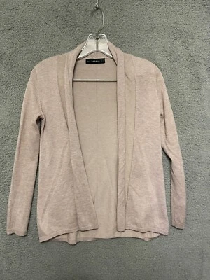 Cárdigan suéter Zara tejido para mujer rosa manga larga frente abierto talla pequeña damas Foto 1 de 4