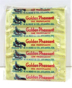 Vintage Golden Pheasant Foil Condom Packs W Reed Atlanta Ga Old Store Stock - Picture 1 of 1