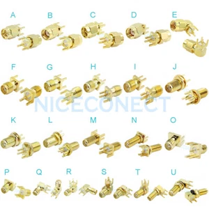 10-50x SMA RP-SMA femelle mâle lot connecteur PCB extrémité lancement trou traversant montage panneau - Photo 1/22