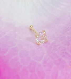 3mm .08CT VS Rose Cut Diamond 14K Yellow Gold Nose Ring Bone Stud