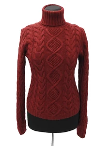 Maglione Autunno Cashmere 100% Cashmere Grosso Maglia Cavo Girocollo Bordeaux M - Foto 1 di 15