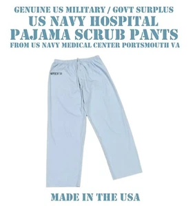 LARGE NAVY USN HOSPITAL SCRUBS MEDICAL UNIFORM PATIENT PAJAMA PANTS BUTTON FLY L - Picture 1 of 12