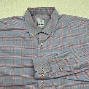 DAVID DONAHUE Men's White Blue Purple Plaid Shirt Size XXL Long Sleeve - Picture 1 of 11