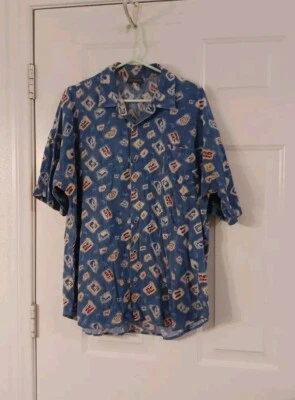 Camisa XL vintage Triumph of California abstracta geo azul para hombre Foto 1 de 4