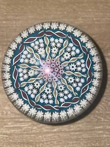 Perthshire Glass Millefiori Latticino Spoke Faceted Paperweight - Picture 1 of 5