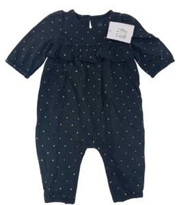 Neu mit Etikett Baby Gap Mädchen 3-6 Monate schwarz Urlaub Strampler mit goldenen Tupfen Bio - Bild 1 von 9