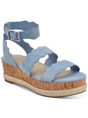 MARC FISHER Womens Blue 1.5" Platform Fayme Wedge Leather Slingback Sandal 10 M - Image 1 of 4