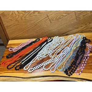 Großes Vintage Konvolut Modeschmuck Flapper MCM Perlen Halsketten Stränge lang kurz - Bild 1 von 5