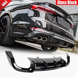 For Audi S5 A5 B9 Sline 2017-2020 Gloss Black Rear Bumper Diffuser Lip Spoiler - Picture 1 of 14