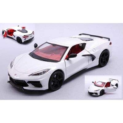 CHEVROLET CORVETTE C8 COUPE 2020 WHITE 1:24 Motormax Auto Stradali Modellino Nuo - Immagine 1 di 4