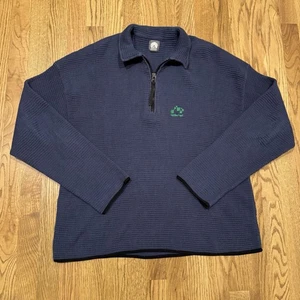 18 East Waffle Knit Cotton Pullover Men’s Size Large Blue Collared - Picture 1 of 11