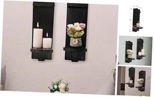 Sconces Set of 2, Rustic Home Decor, Farmhouse Wall Art Floating Candle Holder - Picture 1 of 7