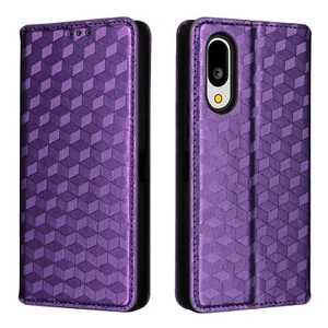 Fashion Grid Wallet Flip Leather Stand Cover Case For Sharp Aquos Basio Active 3 - Picture 1 of 19