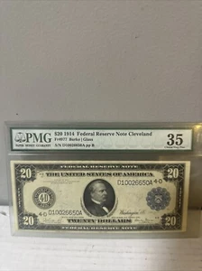 1914 $20 Federal Reserve Note Cleveland PMG 35 - Picture 1 of 2