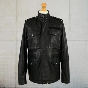 Pretty Green M65 Leather Jacket Size Medium New With Tags £395 - Imagen 1 de 24