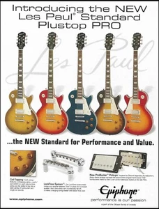 Guitarra Epiphone Les Paul Standard Plustop Pro serie 2002 publicidad impresión - Imagen 1 de 3