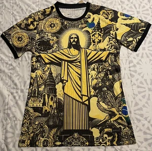 Brazil soccer jersey Christ the Redeemer, M, RUN SMALL ,slim fit - Picture 1 of 5