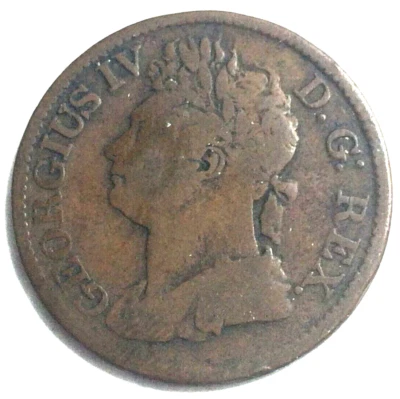 1822 IRELAND 1/2 PENNY WORLD COPPER COIN KING GEORGE IV 27MM (021) - Image 1 of 2