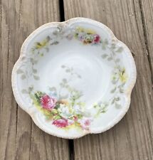 Antique Limoges Roses Floral Scalloped Trinket Dish Decor Plate 7” A Lanternier