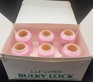 J&P Mäntel sperriges Schloss 100 % rosa strukturiert Nylon Faden Overlock Maschinen 6er Set - Bild 1 von 5