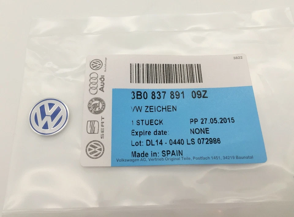 Llavero original VW de 14 mm emblema insignia 1x reemplazo Passat Jetta Golf Beetle Tiguan Foto 1 de 1