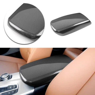 Cubierta de caja de almacenamiento reposabrazos central de fibra de carbono ABS para BMW X3 X4 F25 F26 11-2017 Foto 1 de 4