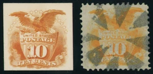US Scott #116 COMBO LOT of 10c Proof + Used Stamp with Fancy Cancel - Picture 1 of 4