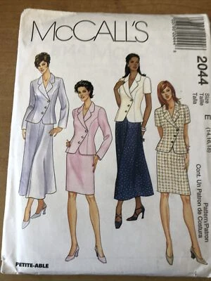 McCalls #2044 OOP Lined Jacket & Skirt w/Variations Pattern UC 14 16 18 B36-40" - Image 1 of 4