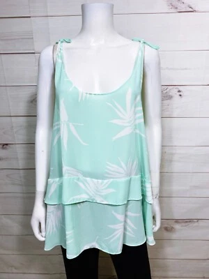 Ava & Viv Womens Top Size 3X Green Leaves Print Scoop Neck Sleeveless - Image 1 of 4