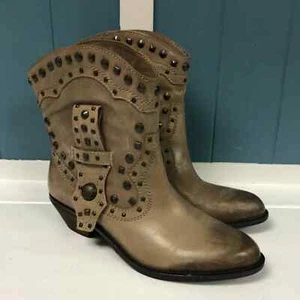 VINCE CAMUTO DISTRESSED LEATHER MID- CALF BOOT WITH STUD DETAIL US sz 8 women's - Picture 1 of 8