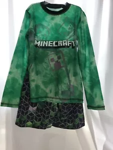 Minecraft Boy's 2-Piece Long Sleeve Rash Guard & Swim Short Set Size 10/12 - Picture 1 of 18
