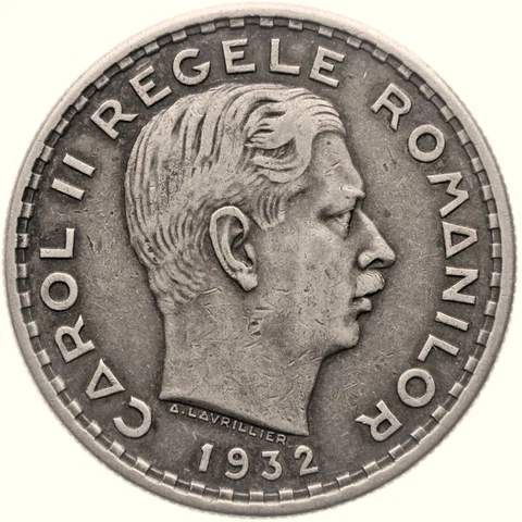 1932 100 Lei Romania Coin Carol II Silver Heaton Mint (MO3552-) Cover
