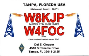 VTG HAM RADIO CQ QSL QSO POSTCARD W8KJP  TAMPA FLORIDA USA 2020-2023 - Picture 1 of 8