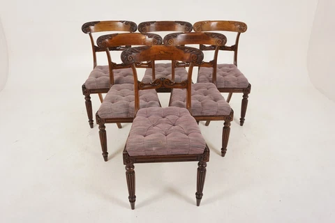 Set of 6 Regency Wood Dining Chairs Lift-up Seats, Scotland 1830, H594 Cover