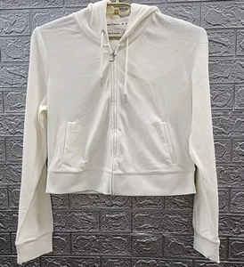 New Juicy Couture Angle Full Zip Gold Detail Hoodie White Size XLarge - Picture 1 of 6