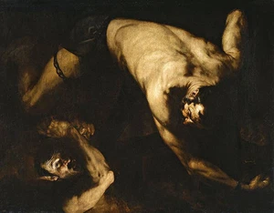 Oil painting jusepe de ribera - Ixion two old elders men portrait in landscape - Picture 1 of 1