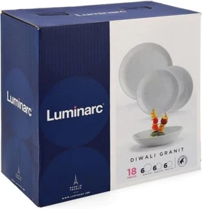 Servizio Piatti 18 PEZZI Set per 6 persone DIWALI GRANIT vetro opale Luminarc - Imagen 1 de 2