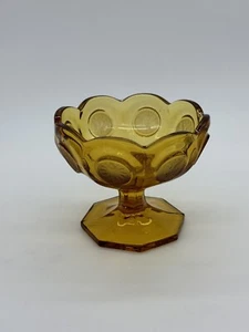 Fostoria Coin Glass Amber Scalloped Edge Footed Bowl Vintage Pedestal Olympic - Picture 1 of 6