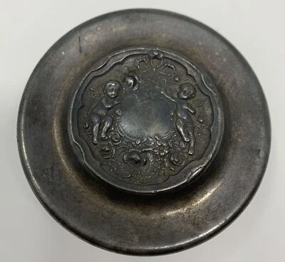 Raro Antiguo 1800 Victoriano Derby Silver Company Ángeles Querubines Caja de Baratijas Foto 1 de 4