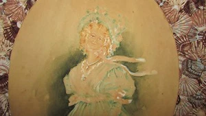 ANTIQUE 1901 FOLK ART WATERCOLOR PAINTING MATTIE MARSHALL KELLS MEADVILLE PA - Picture 1 of 5