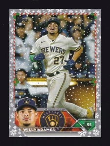 2023 Topps Holiday #H177 WILLY ADAMES Brewers SILVER METALLIC VARIATION - Picture 1 of 2