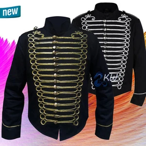 MILITARY OFFICER'S DRUMMER PARADE GOTHIC JACKET FOR MEN IN BLACK COLOR - Picture 1 of 12