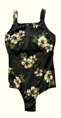 Lands' End  one piece 14 swimsuit brown yellow floral underwire bra lined - Image 1 of 4