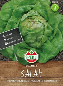 Salat 'Maikönig' - Lactuca sativa, samenfest, Frühjahr&Herbst, Samen, 82824 - Bild 1 von 2
