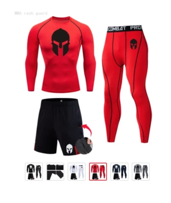 Mens GYM Spartan Compression Running Rash-guard Base Layer shorts Leggings MMA - Image 1 of 4
