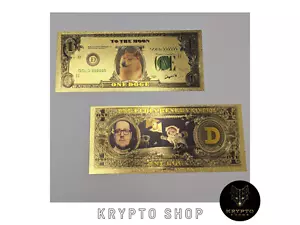 Dogecoin Gold Crypto Banknote Physical Geschenk NEU - Bild 1 von 1