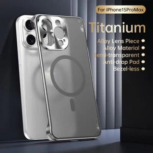 For iPhone 15 14 13 Pro Max Aluminium Alloy Metal Bumper Magnetic Phone Case - Picture 1 of 18