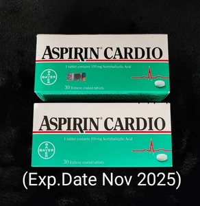 2pcs BAYER Aspirin cardio (Exp. 14 NOV 2025) 100mg 30 Enteric Coated Tablets - Picture 1 of 5